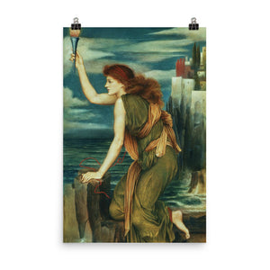 Evelyn De Morgan - Hero Holding the Beacon for Leander