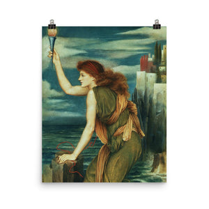 Evelyn De Morgan - Hero Holding the Beacon for Leander