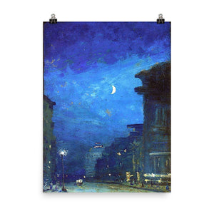 Louis Eilshemius - City street in moonlight