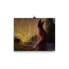 Load image into Gallery viewer, Hermann Hendrich - Odin leaves as the flames rise - painting
