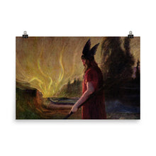 Load image into Gallery viewer, Hermann Hendrich - Odin leaves as the flames rise - painting
