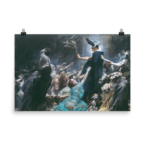 Adolf Hirémy-Hirschl - The Souls of Acheron - Norwegian Folklore, Occult Art, Macabre Decor, Scandinavian, Odin, Wotan, Swedish Fairy