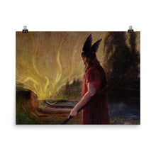 Load image into Gallery viewer, Hermann Hendrich - Odin leaves as the flames rise - painting
