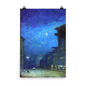 Louis Eilshemius - City street in moonlight