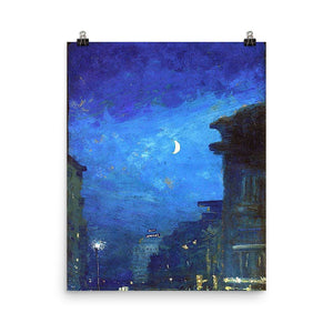 Louis Eilshemius - City street in moonlight