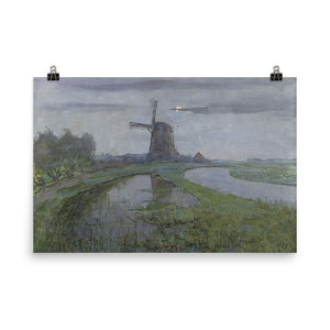 Piet Mondrian - Oostzijdse Mill along the River Gein by Moonlight