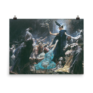 Adolf Hirémy-Hirschl - The Souls of Acheron - Norwegian Folklore, Occult Art, Macabre Decor, Scandinavian, Odin, Wotan, Swedish Fairy